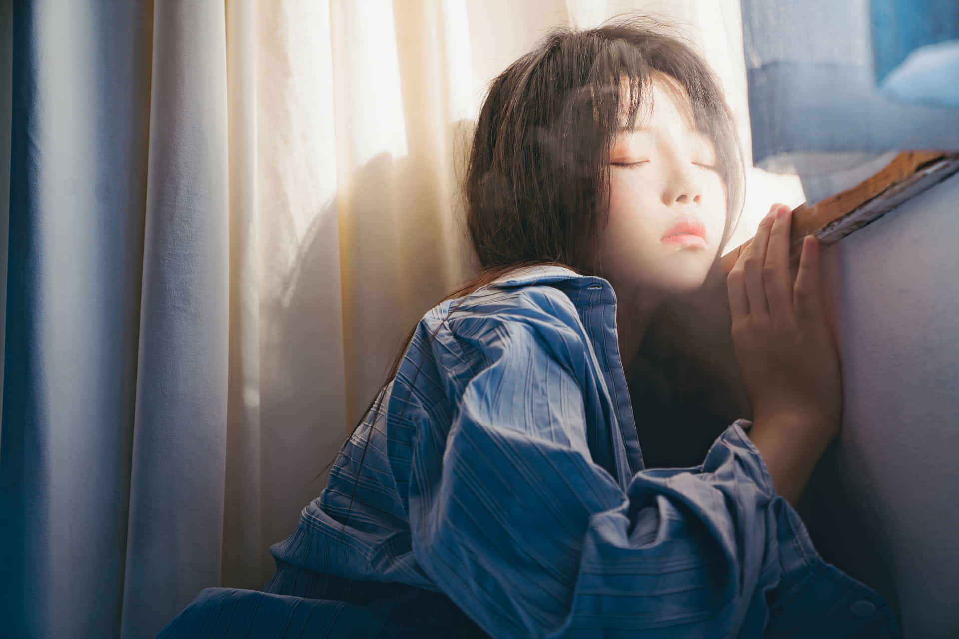 桜桃喵 - 藍襯衫