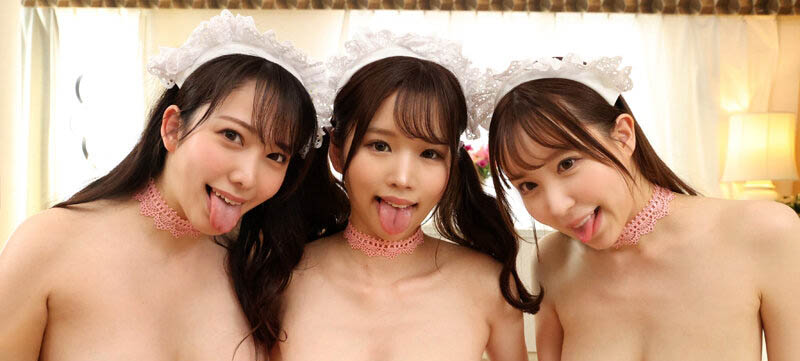 從打掃家裡再到清潔下體！三位巨乳女僕都不穿衣服，幫主人展開「殿堂級服務」