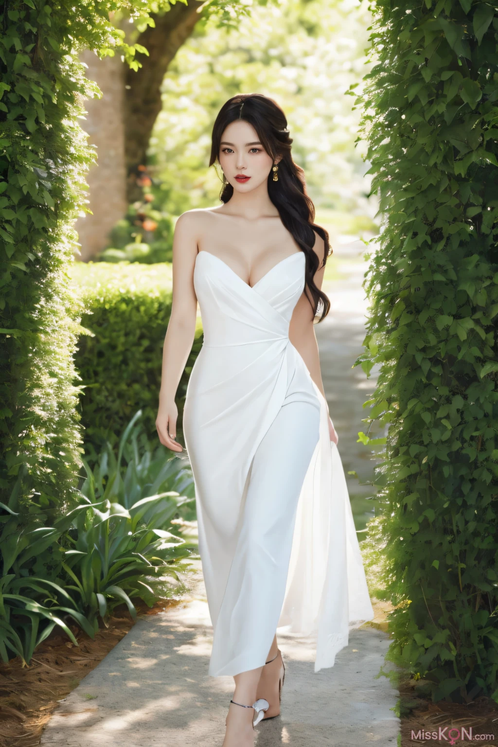 [AI Generated] 拟实画风 Vol.181 半露白裙 (110 photos)